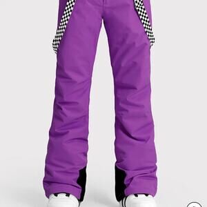 SMN Purple Adult Large Snow/Ski Pants with Checkered Suspenders